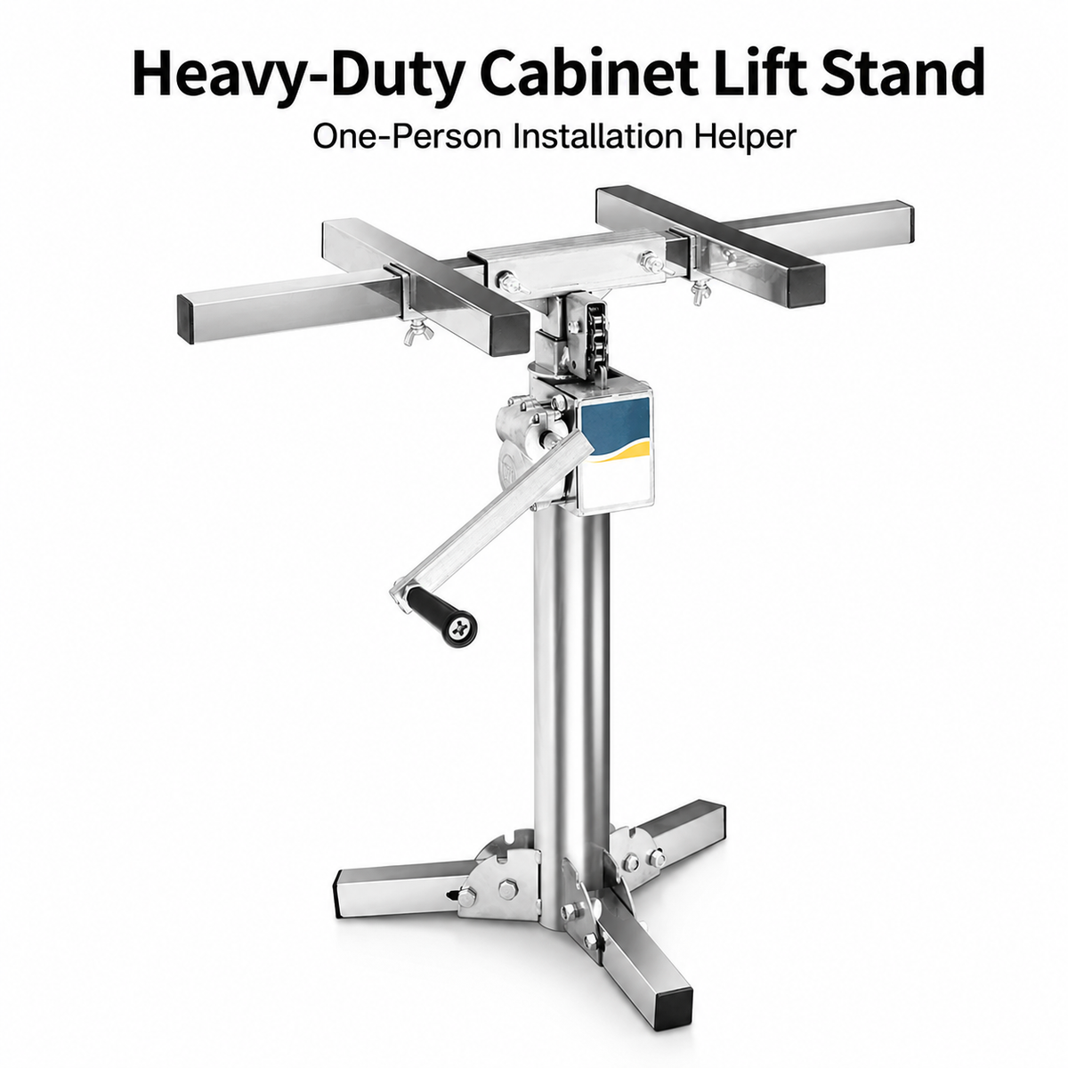 Cabinet Jack Lift Stand, Hand Crank & Universal Electric Drill Dual‑Use Stainless Steel Installation Support, 220 lbs Per Stand, Max Lifting Height 82.7" (210 cm)