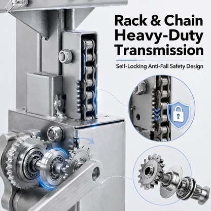 Cabinet Jack Lift Stand, Hand Crank & Universal Electric Drill Dual‑Use Stainless Steel Installation Support, 220 lbs Per Stand, Max Lifting Height 82.7" (210 cm)