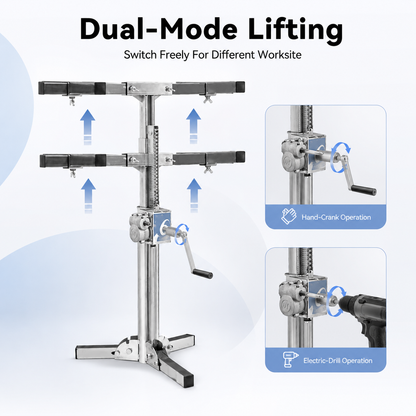 Cabinet Jack Lift Stand, Hand Crank & Universal Electric Drill Dual‑Use Stainless Steel Installation Support, 220 lbs Per Stand, Max Lifting Height 82.7" (210 cm)
