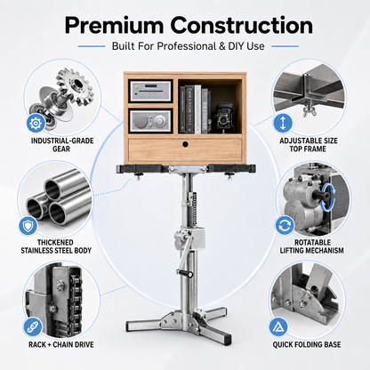 Cabinet Jack Lift Stand, Hand Crank & Universal Electric Drill Dual‑Use Stainless Steel Installation Support, 220 lbs Per Stand, Max Lifting Height 82.7" (210 cm)
