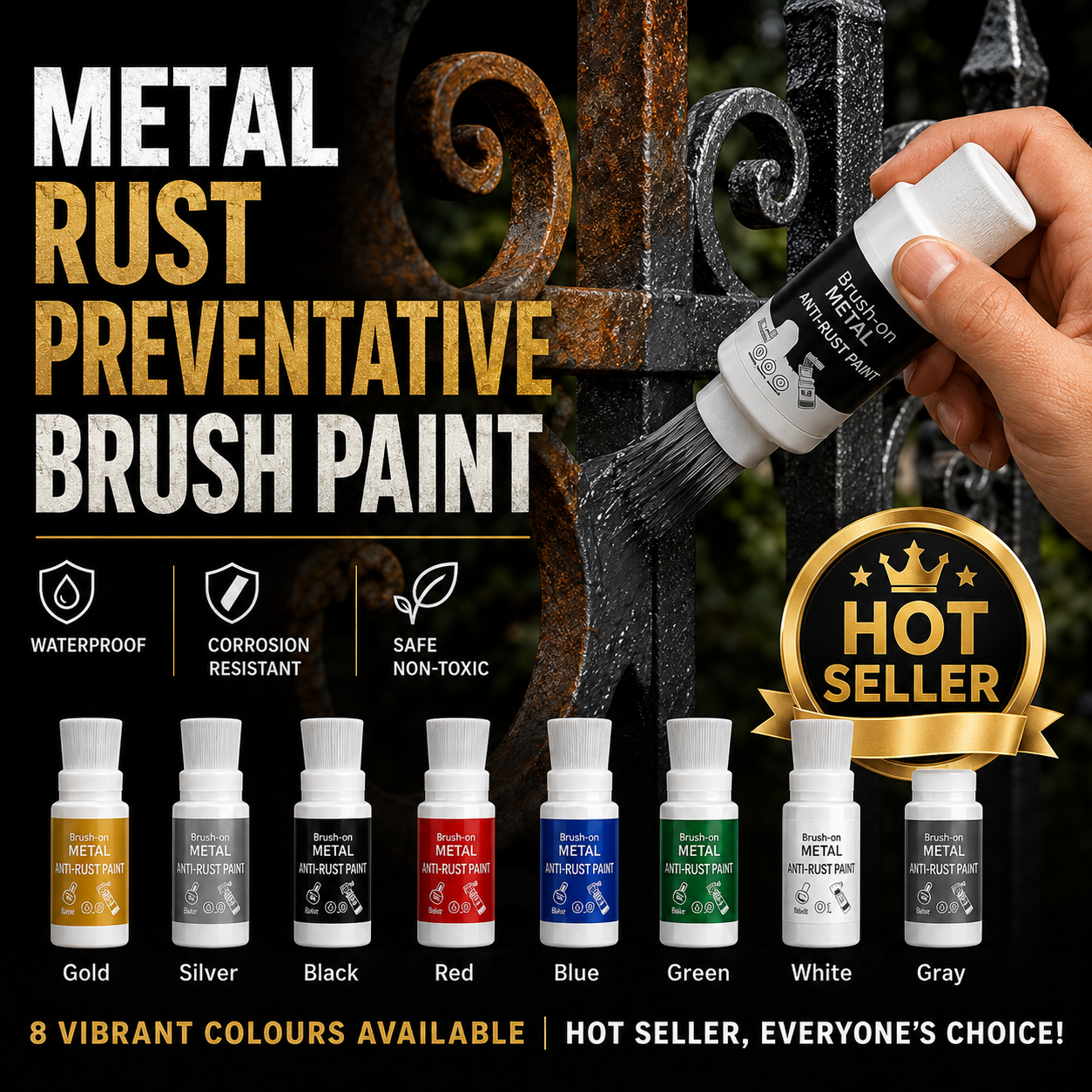 Limited-Time Offer: Buy Brush-On Metal Anti-Rust Paint, Get Free Matching-Color 180g Refill
