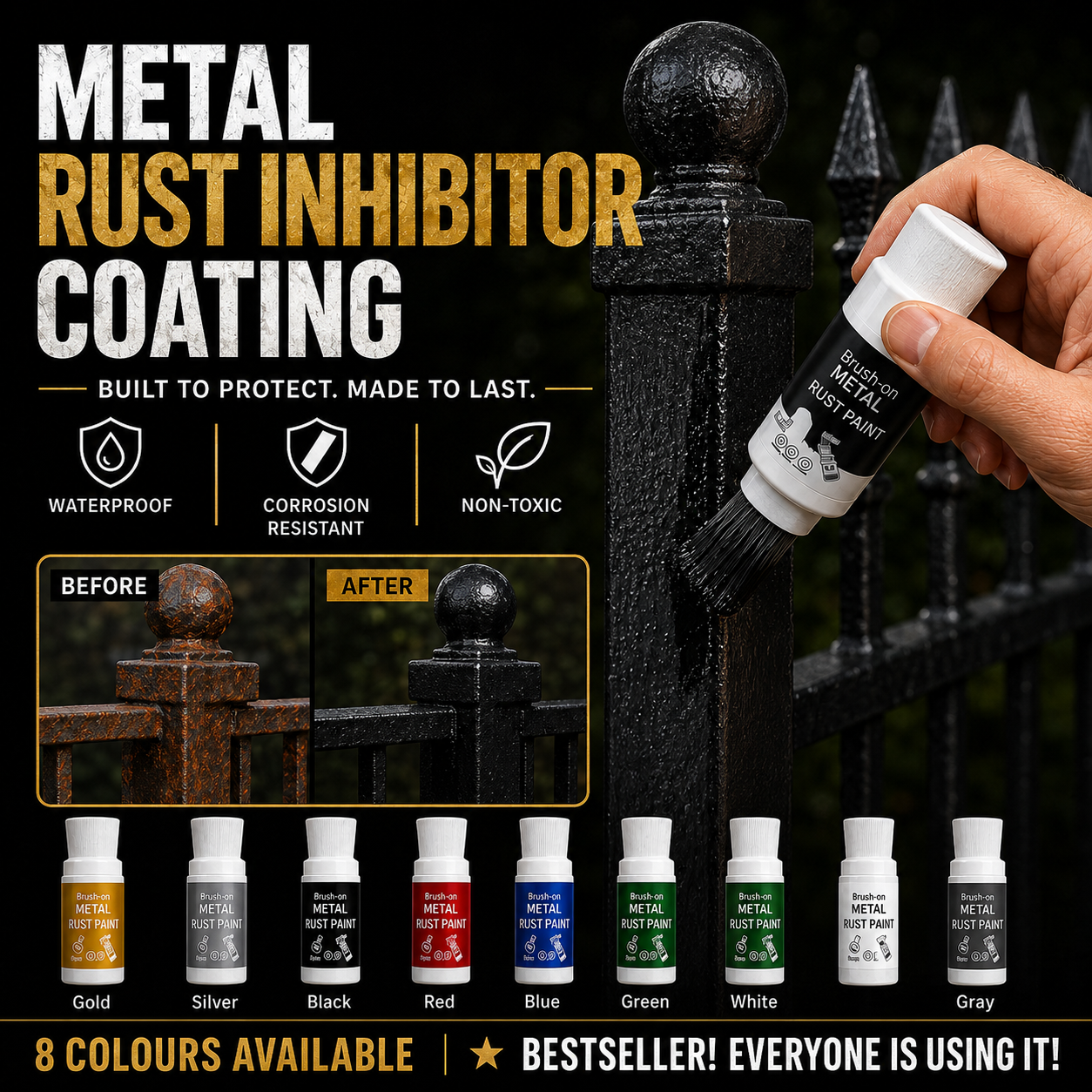 Limited-Time Offer: Buy Brush-On Metal Anti-Rust Paint, Get Free Matching-Color 180g Refill